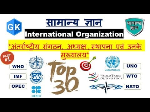 अंतरराष्ट्रीय संगठन एवं उनके मुख्यालय